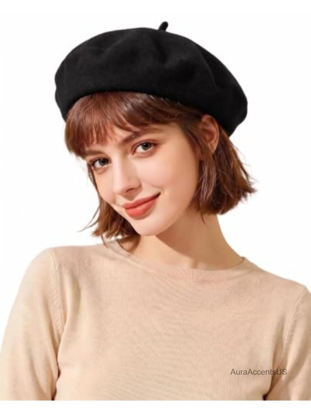 Classic Wool Blend French Beret Hat Winter Beanie